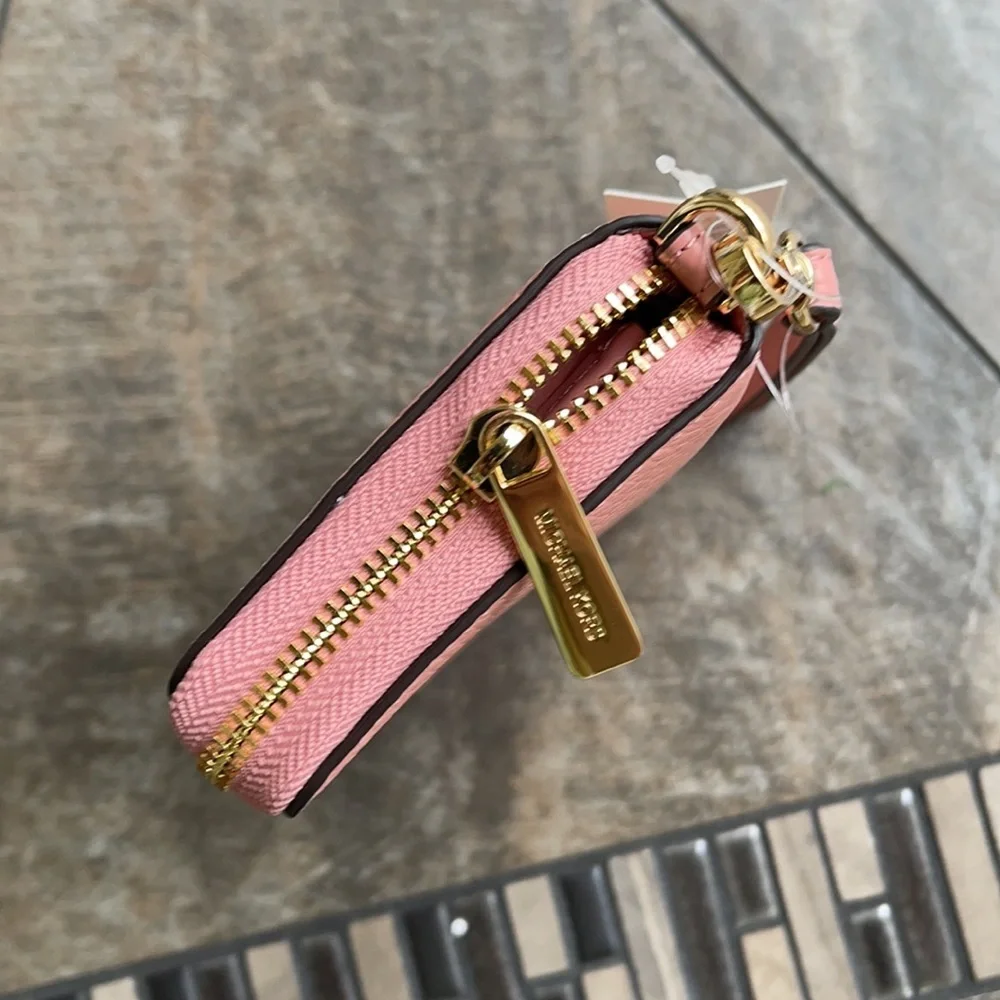 Michael Kors Large Flat MF Phone Case Leather Wallet in Sunset Rose